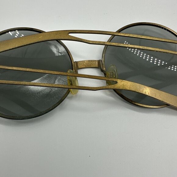 Oleg Cassini Cool Ray Polaroid 340 Round Gold Sunglasses 1960s Vtg Hippy Gypsy main image 4